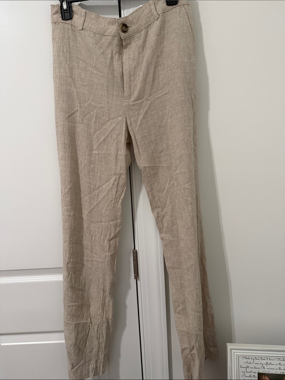 Pull&Bear Natural/Tan Linen-Blend Chinos